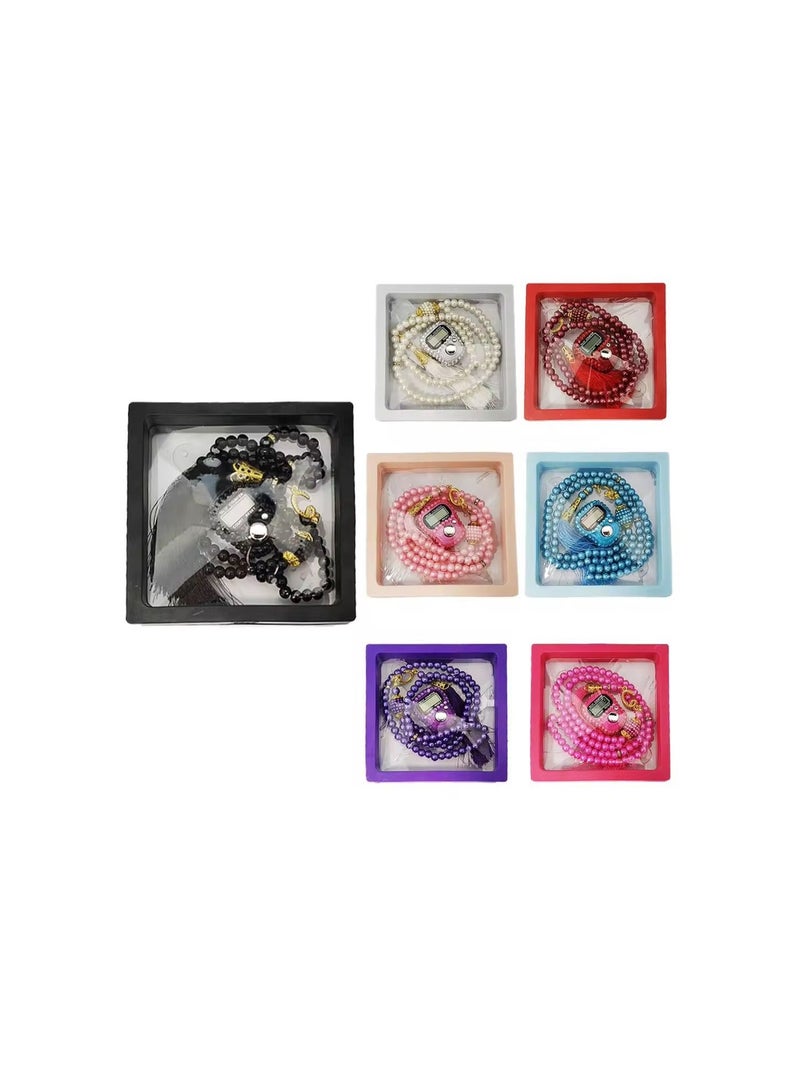 Prayer beads set with electronic counter - elegant design inside a gift box (red) - Image 3